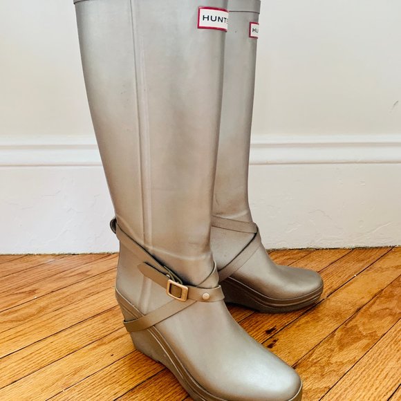 silver wedge boots